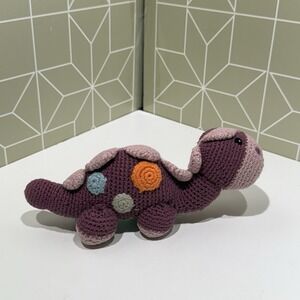 Pebble Fair Trade Crochet Dinosaur Rattle Stegosaurus Pink Baby‎ Girl Toy Plush